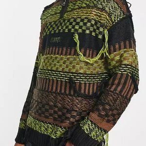 The Ragged Priest heavy half zip knitted sweater in brown - Size Men's XL